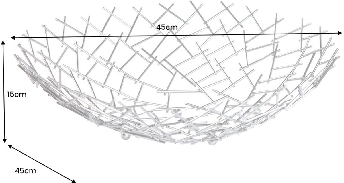 Design fruitschaal STRUCTUUR 45cm zilver gepoedercoat metaal - 19008