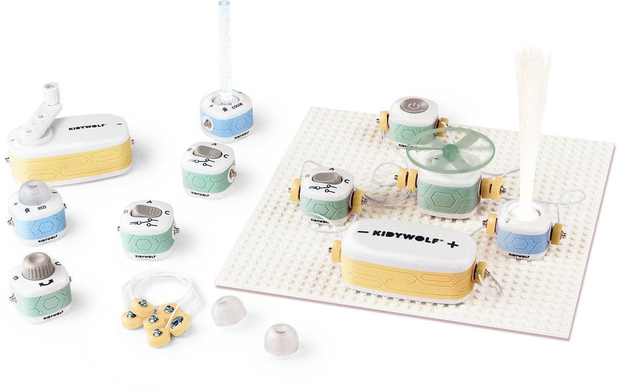 Kidywolf kidyelec starter - educatieve elektriciteitsset voor kinderen met 11 onderdelen & 99 opstellingen afbeelding