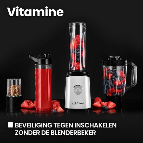 Multifunctionele 4-in-1 blender met 1050W, 1 liter kan en 2 sportflessen - Elektrische juicer, koffiemolen en smoothiemaker van Merkloos — afbeelding 2