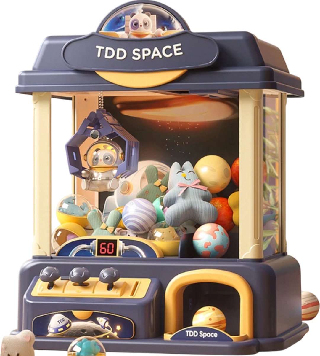 Elektrische Grijp Machine voor Kinderen met Geluid - Donker Blauw - Ruimte en Astronauten Thema - Munten Inzetten - Oplaadbaar met USB - Inclusief Prijzen