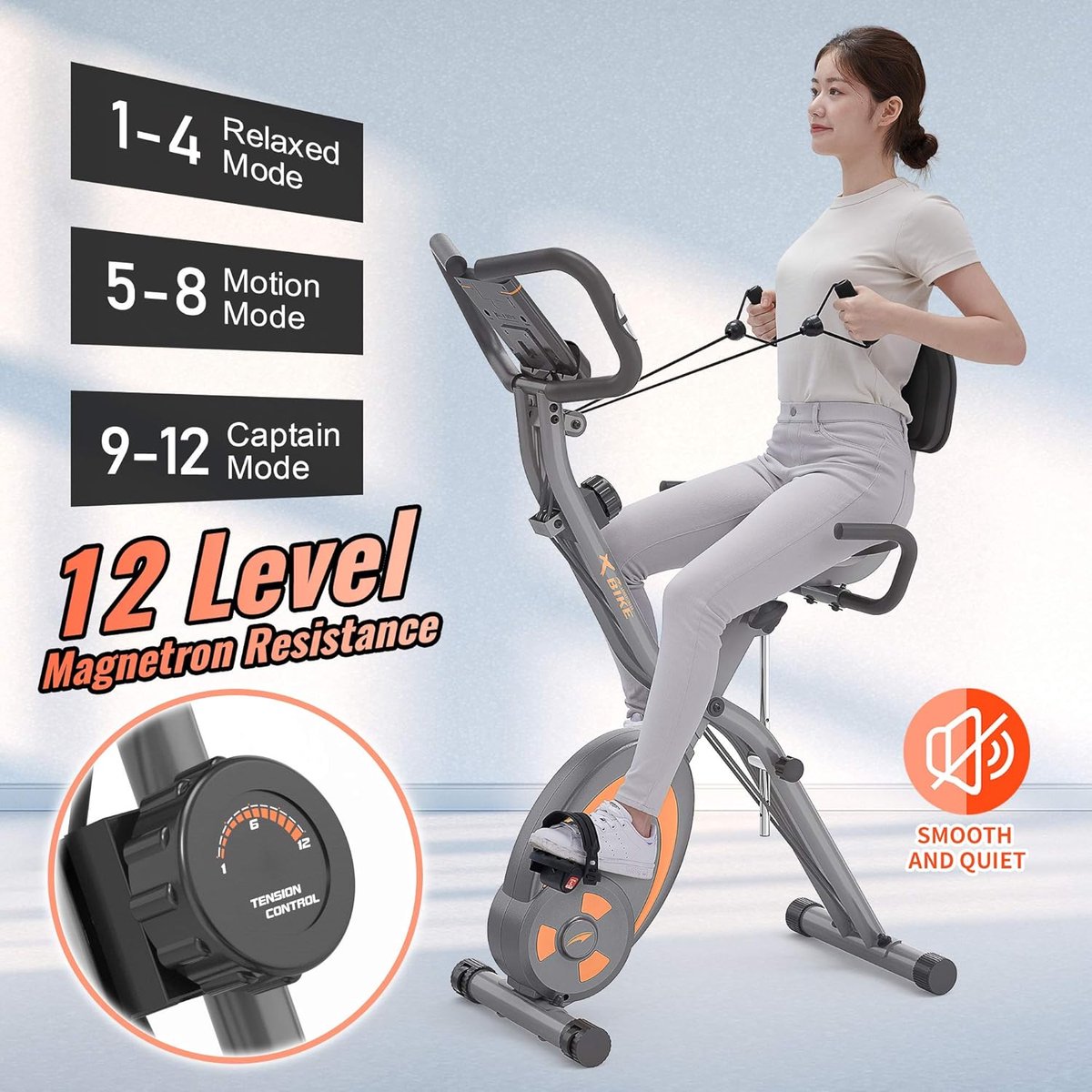Opvouwbare Fietstrainer voor Thuis met Multifunctionele Ergometer en Hartslagmeter