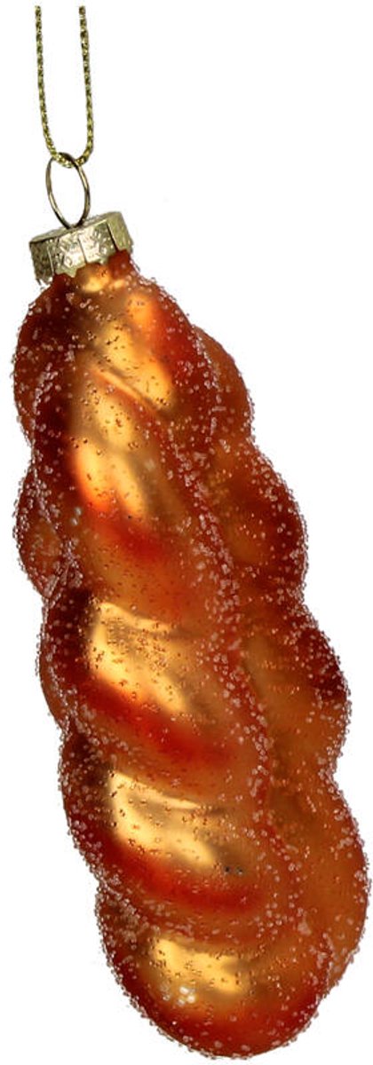 HD Collection glazen kerst ornament kersthanger gevlochten brood 10.8 cm uit de collectie The Christmas Bakery - de Kerst Bakkerij