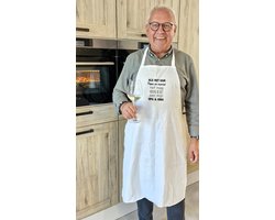 Keukenschort zwart met grappige tekst bedrukt cadeau sint en kerst | katoenen Barbecueschort Keuken BBQ Schort Kookschort vraag opa en oma Kokschort mama papa opa oma vrouwen dames mannen heren jullie worden