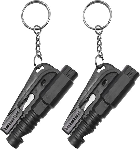 3 stuks Noodraambreker Gordelsnijder Sleutelhanger, BOSOIRSOU 2-in-1 Autoglasbreker Noodontsnappingshulpmiddel Autotoebehoren