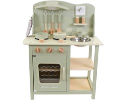Bandits & Angels Houten Kinderkeuken Chef Deluxe Green vanaf 2 jaar voor Jongens en Meisjes - Aanrechthoogte 46 cm - incl. 8 Accessoires - Kinder Keuken Groen - Keukentje Hout