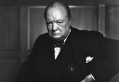 Poster Winston Churchill Zwart Wit - 50x70cm Large - Wanddecoratie - (Retro / Vintage)