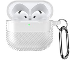 Telestore - Hoesje geschikte voor AirPods Pro 3 - TPU carbon hoesje Beschermhoes - Shockproof AirPods Pro 3 Cover - AirPods Pro 3 Hoesje - Geschikt voor Apple Airpods Pro 3 - transparant - carbon TPU cover