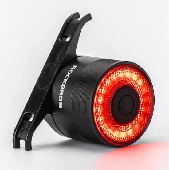 Feu arrière Rockbros noir avec lumière LED rouge circulaire