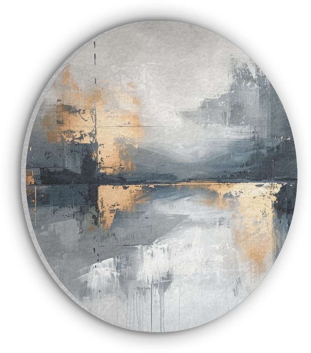 Akoestisch wandpaneel rond 90x90 cm - Vilt schilderij Abstract - Verf - Kunst - Goud - Ronde akoestische panelen - Geluidsdempende wanddecoratie - Geluidsisolatie wandcirkel - Muurdecoratie geluidspanelen
