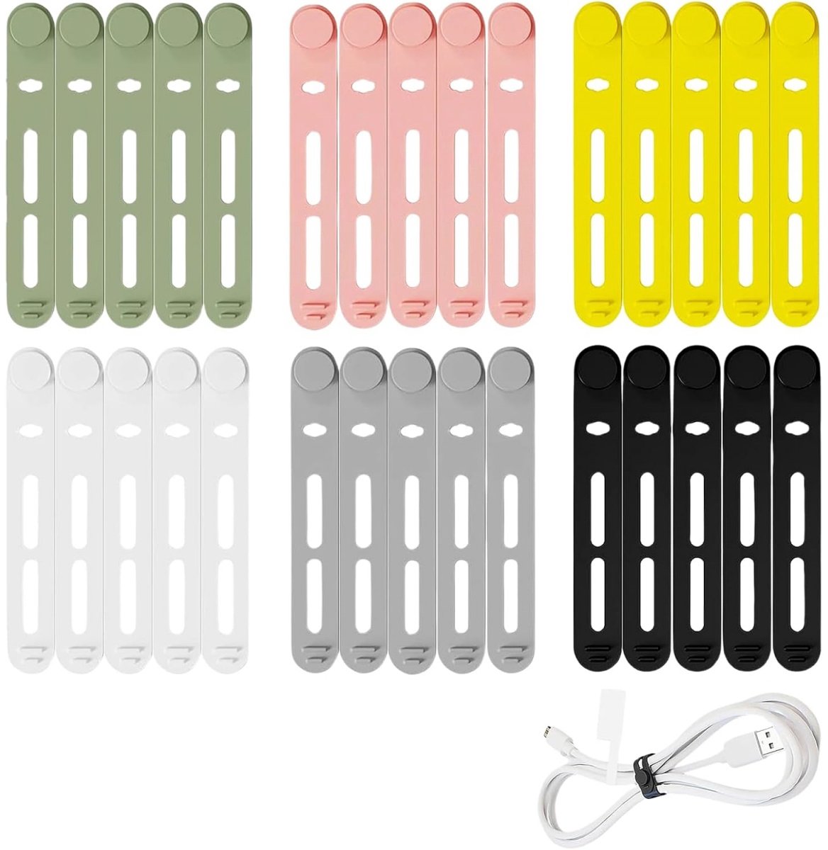 EXCITAT Kabelbinders - Kabelorganizer - Verstelbaar - Herbruikbaar - Voor thuis en op reis Oplaad-, audio- en netwerkkabels - 30 stuks