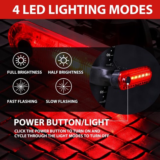 2-pack superheldere USB oplaadbare LED-achterlichten Geschikt Geschikt voor fietshelm, rugzak, veiligheidswaarschuwing, 4 verlichtingsmodi — afbeelding 4