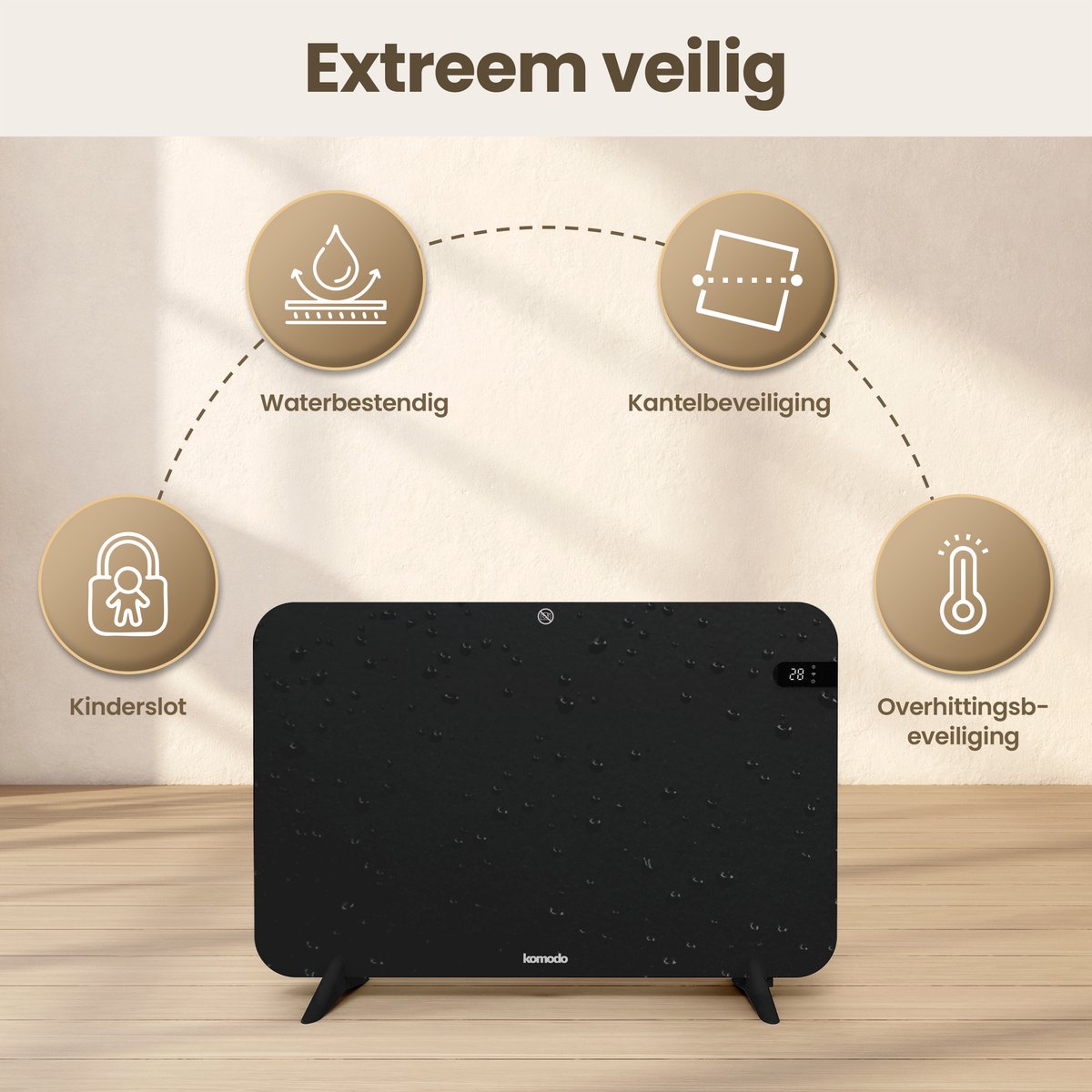 Komodo Infrarood Verwarmingspaneel - 450W - 72,5 x 45 cm - Verplaatsbaar & Hangend - Thermostaat - LED Display & WiFi App - Infrarood Verwarming, Elektrische Kachel, Paneel - Voor 15m2 – foto 4