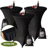 Housse de table haute Zwart x 3 – ∅80-85 x 110 cm – Housse de table haute de Luxe – Tissu extensible Extra épais – Sac de rangement inclus – Idéal pour mariages, fêtes et cocktails