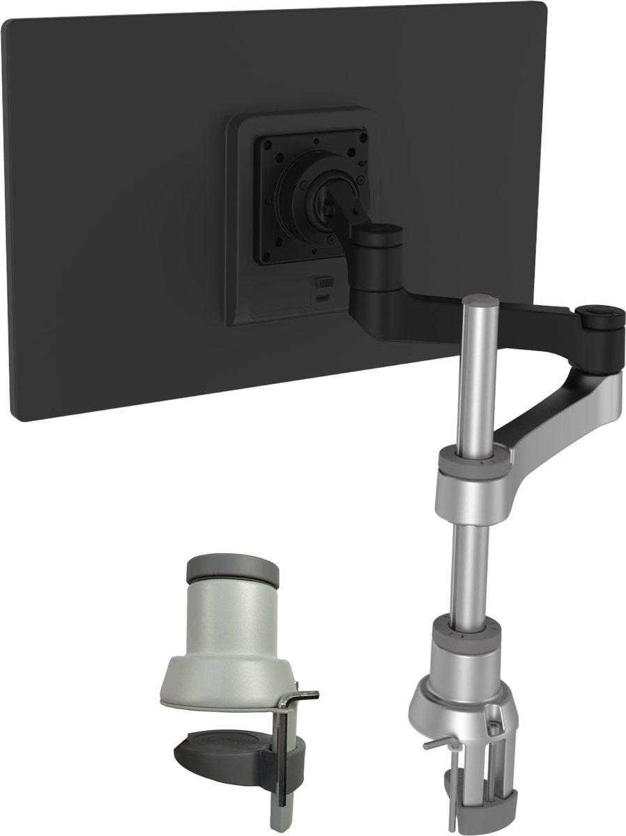 R-Go Tools Zepher 4 C2 - Circulaire enkele monitorarm met bureaubevestiging - 0-8 kg - Zwart/ Zilver