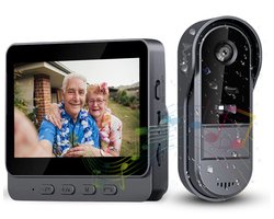 Draadloze Video Deurbel 1080P Draadloze deurbel Met Camera, IP67 Waterdicht, Video-Deurtelefoon Voor Buiten met 4,3 Inch Scherm, 170° Kijkhoek, Nachtzicht, Video-intercom Voor Thuis, Zonder WIFI/APP