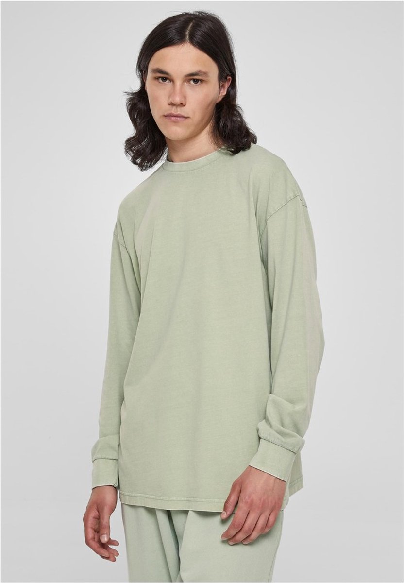 Urban Classics Heavy Boxy Acid Wash Longsleeve shirt M Groen