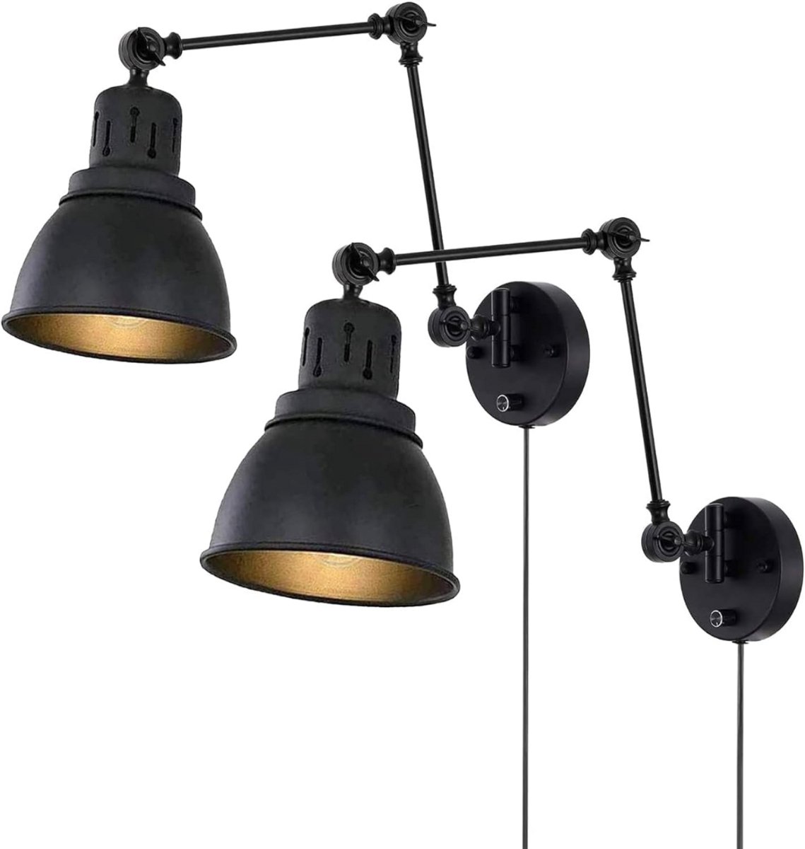 MKSS® Wandlamp Binnen met Snoer - Wandlamp met Stekker voor Binnen - met Dimbare Schakelaar - Industrieel en Vintage - Slaapkamer Bedlampje
