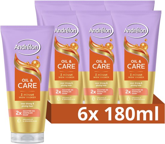 Andrélon - 1 Minuut WOW Haarmasker - Oil & Care - 6 x 180 ml