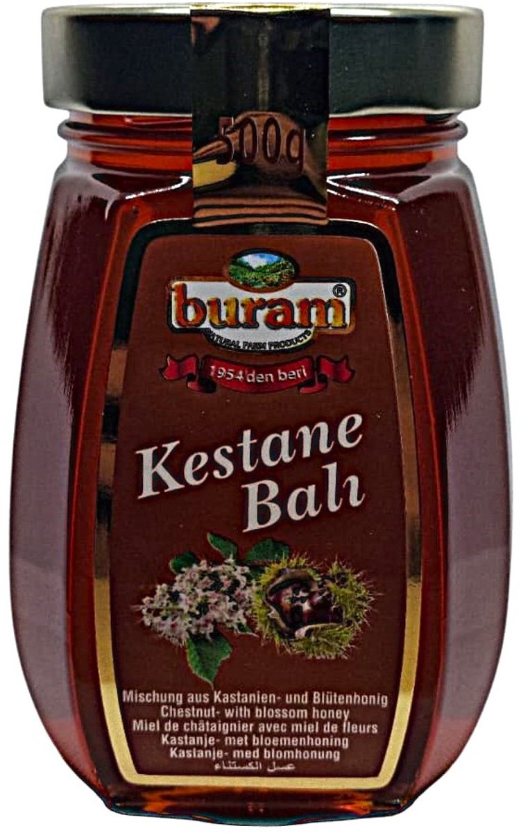 Buram Kastanjehoning 500 g | 100% Natuurlijke Honing | Energie, Immuniteit & Gezondheid - Buram Kestane Balı 500 g | %100 Doğal Bal | Enerji, Bağışıklık & Sağlık - Buram Chestnut Honey 500 g | 100% Natural Honey | Energy, Immunity & Health