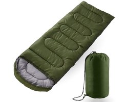 SMH LINE® Slaapzak - Mummieslaapzak - 3 seizoenen - 10 - 25 °C - Lichtgewicht - ca. 210x75 cm - Incl. Compressiezak - Groen