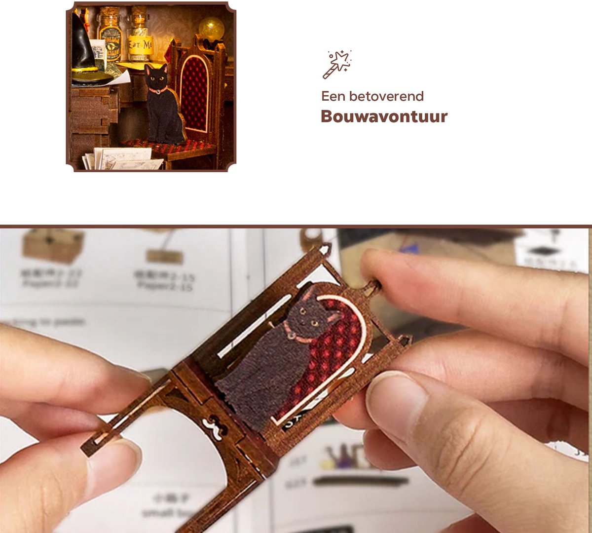 CuteBee Book Nook - Modelbouw - Houten 3D Puzzel - DIY Bouwpakket Volwassenen en Volwassenen - Boekensteun - Boekenhouder - The Magic Pharmacist — afbeelding 5