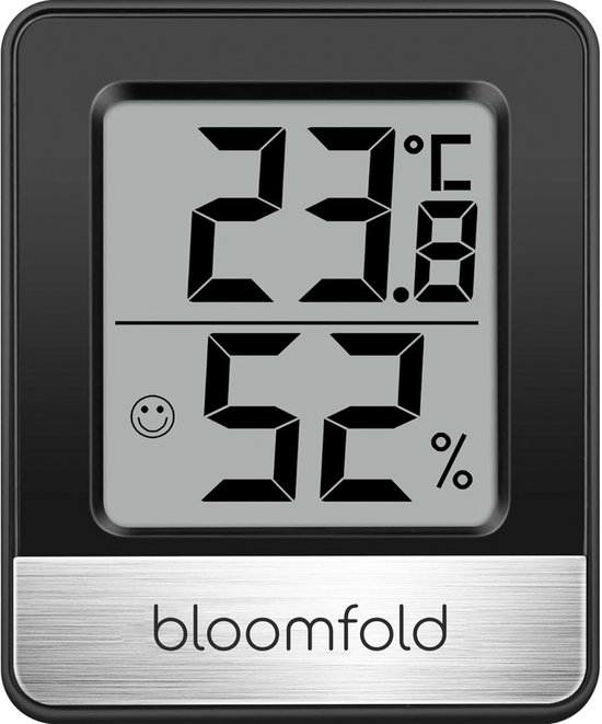 Foto: Bloomfold hygrometer luchtvochtigheidsmeter digitaal weerstation vochtigheidsmeter thermometer voor binnen inclusief batterij