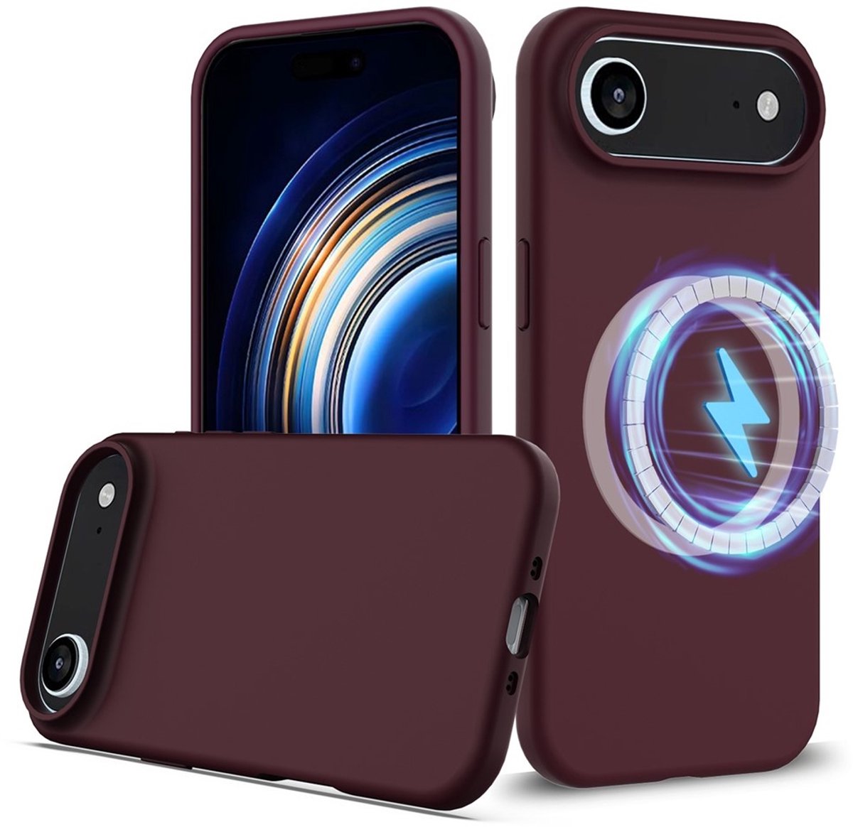 Lunso Geschikt voor iPhone 17 Air hoesje - Flexibel siliconen Backcover met magnetisch - Bordeaux Rood