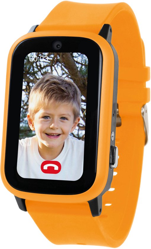 One2track Connect UP oranje | GPS horloge voor kinderen | Bekijk de locatie van je kind. Stel veilige zones in. En videobellen met de leukste smartwatch voor kinderen
