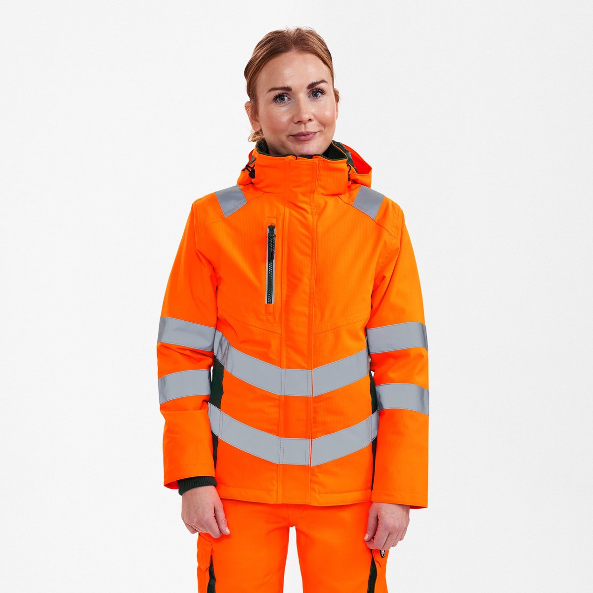 Engel Safety winterjack voor dames 1943-930 - Hi-vis Orange / Green - 2XL