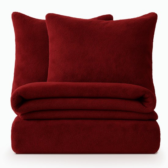 dekbedovertrek de couette polaire teddy Decoware - 260x220 cm - Vin