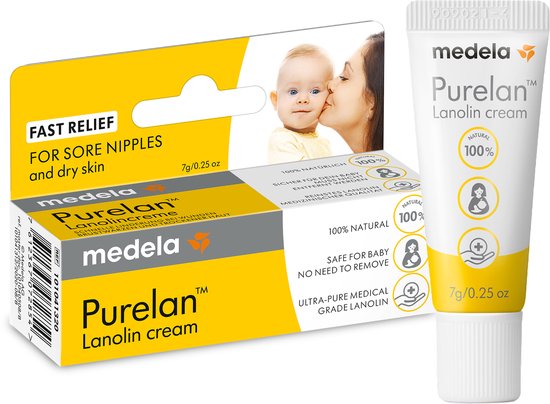Medela Purelan Tepelzalf Lanoline tepelcreme snelle verlichting bij pijnlijke tepels - Tube 7gr