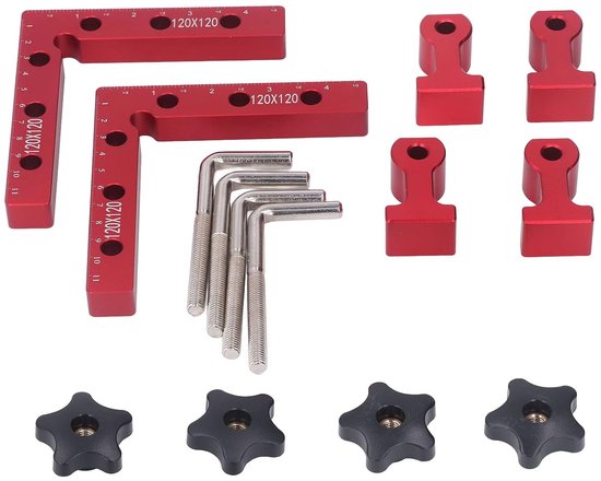 Règle de positionnement à angle droit en alliage d'aluminium, 120 mm, pince d'angle, équerre de serrage, échelle métrique en pouces, règle à angle droit, outil de menuiserie, pinces d'angle pour le travail du bois