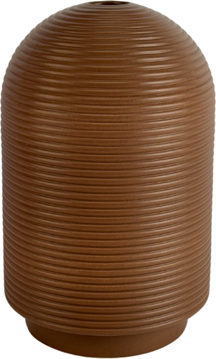 XLBoom Nova Tall Mocha - Hoge keramische ribbelvaas (Ø 26 cm) - Verkrijgbaar in Cream & Mocha - Moderne sculpturale vaas geïnspireerd op coil pottery