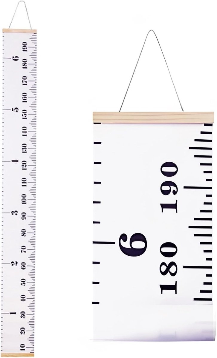 Groeimeter voor kinderen, wanddecoratie - Groeimeter voor baby's, hoogtemeter voor kinderen - Verwijderbare wanddecoratie voor kinderen, canvas liniaal voor kinderen - Meetmeter voor aan de muur - Nauwkeurige meetwaarde groeimeter voor kinderen (wit)