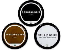 Schoensmeer Set – Zwart, Bruin en Neutraal – Schoenpoets voor Leer – 3 x 50 ml – 3BMT®