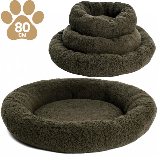 Een PETS-TOP Hondenmand Wasbaar Fluffy - Hondenmand Donut Fluffy Met Afneembare Hoes Donut Hondenmand Rond Voor Kleine Grote Honden 130 Cm Diameter Zwart