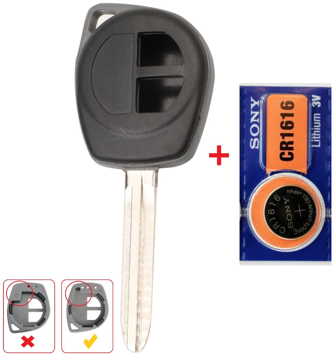 Autosleutel 2 knoppen geschikt voor Suzuki sleutel / Suzuki Swift / Suzuki Liana / met batterij.