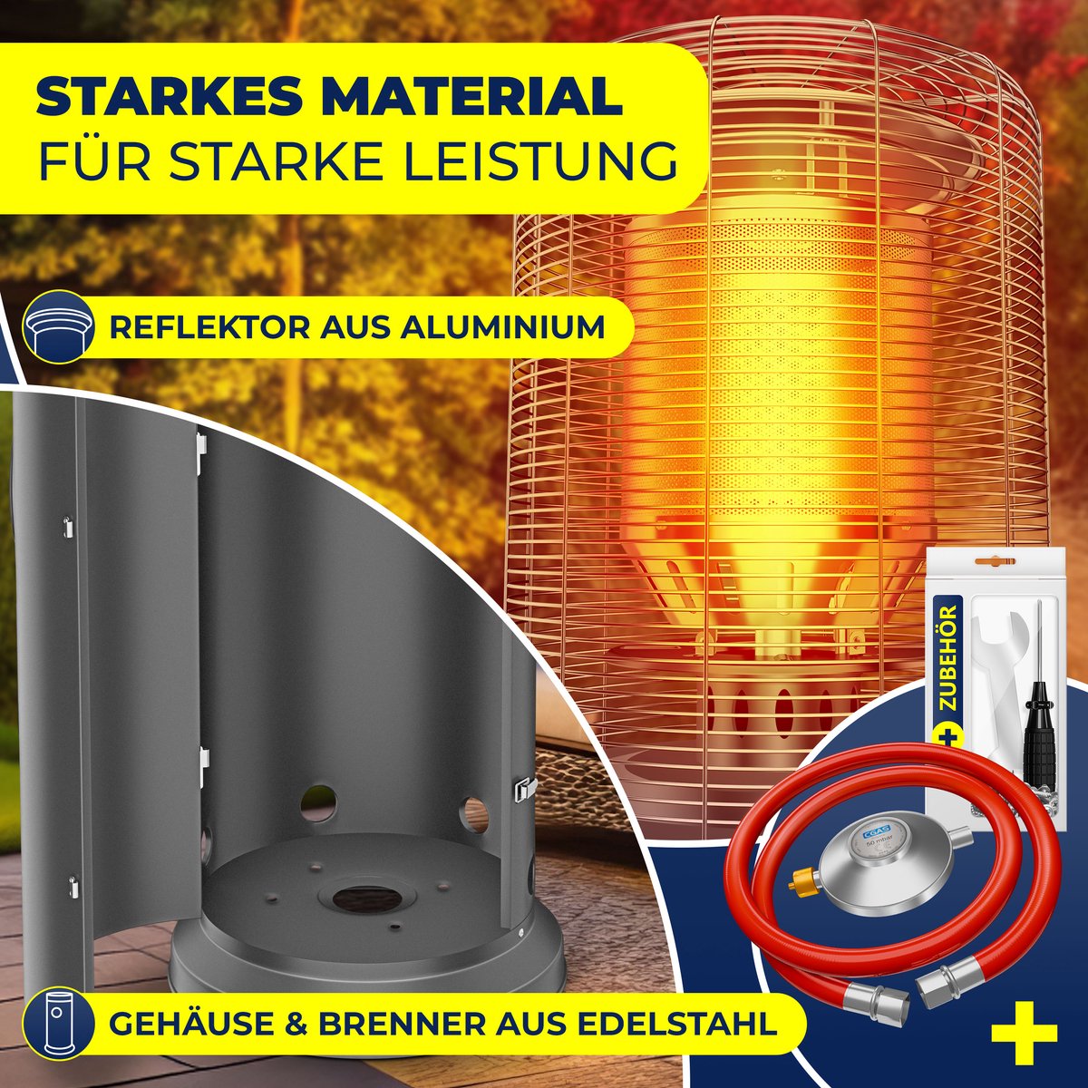 KESSER Terrasverwarmer Gas 10 kW - Mobiele Gaskachel RVS voor Terras en Tuin, Incl. Beschermhoes - Antraciet – foto 3