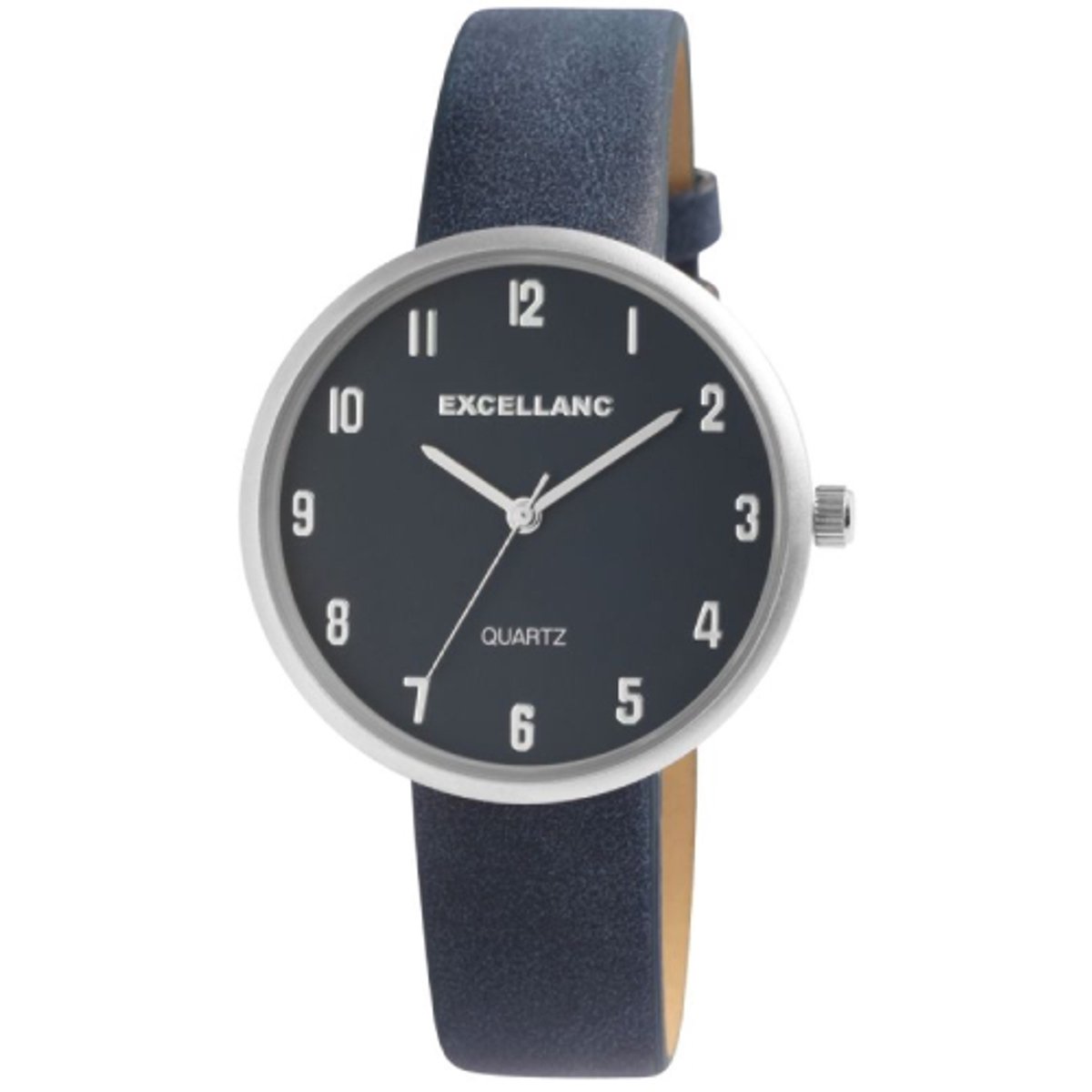 Excellanc-dameshorloge-donkerblauw-duidelijke wijzerplaat-3 atm-model 1900161-007-diameter 36 mm