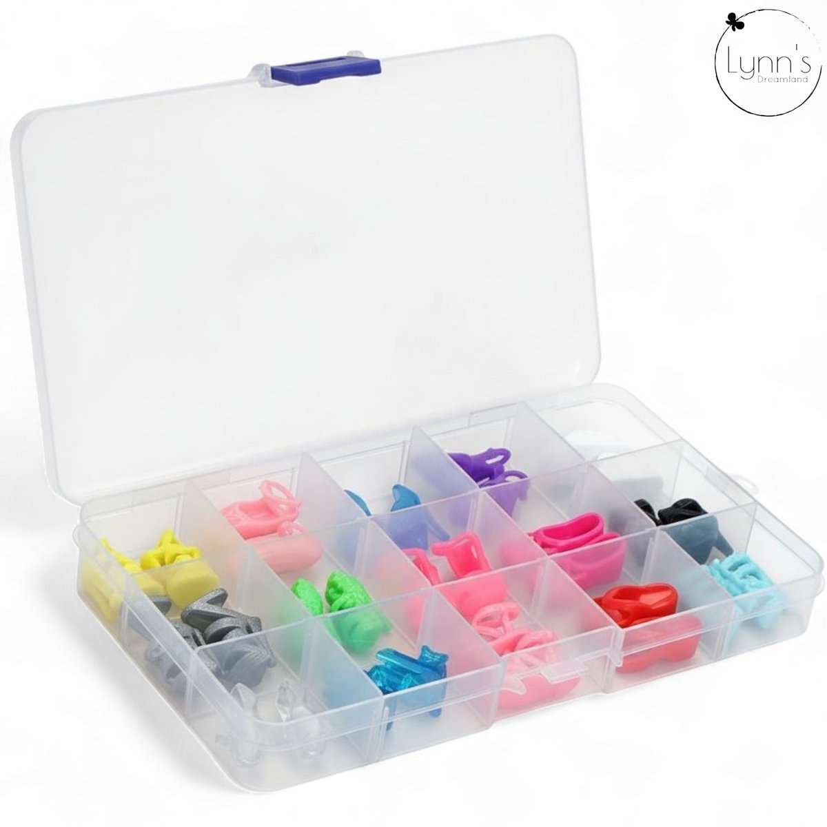 Lynn’s accessoires voor modepop - Opbergbox met 15 paar schoenen - Schoenen modepop - Opbergdoosje - Cadeauzakje