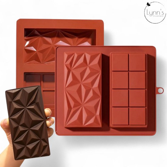 Foto: Lynn s siliconen bakvorm diepe chocoladevorm met 2 holtes mal voor chocolade zeep epoxy etc geometrisch geschikt voor gevulde chocoladerepen zoals een dubai reep