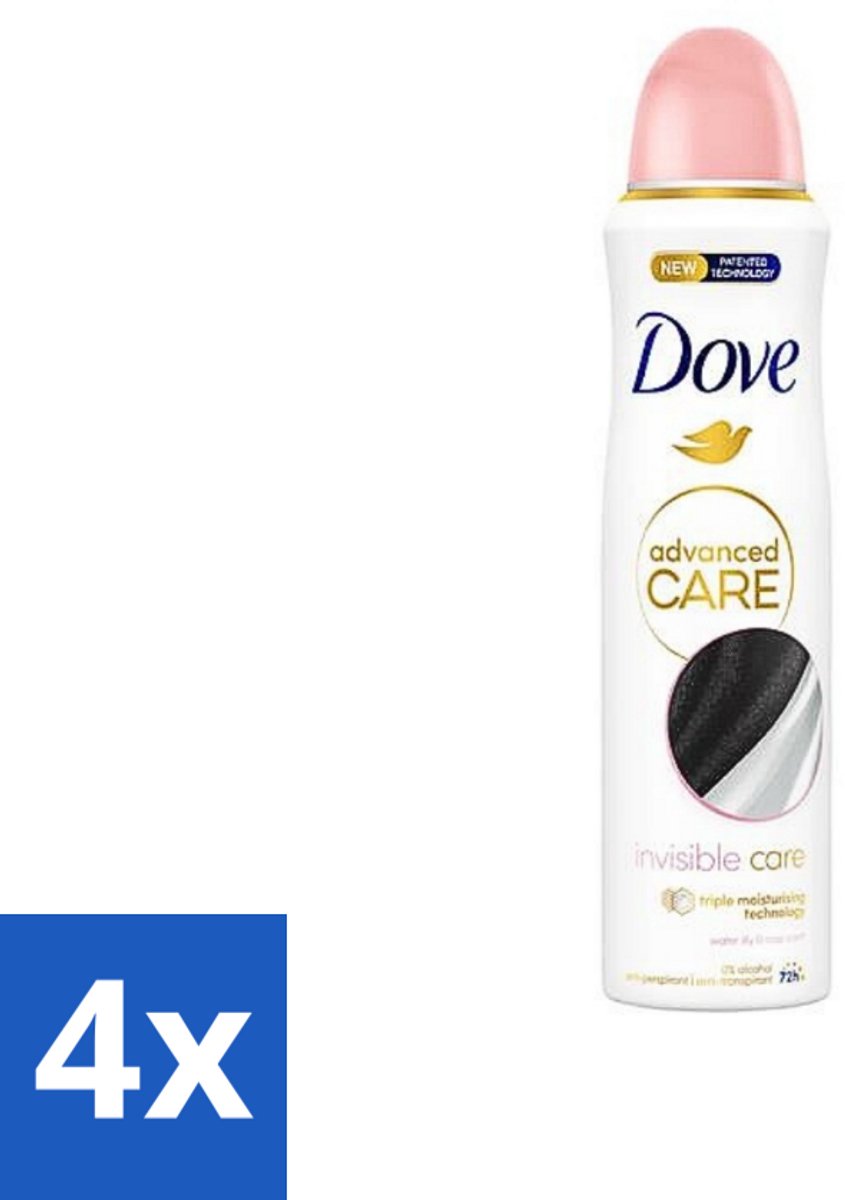 4 x Dove Deodorant Spray - Invisible Care - 200 ml - Deodorant - Antitranspirant - Dove - Invisible Care - 72 Uur Bescherming