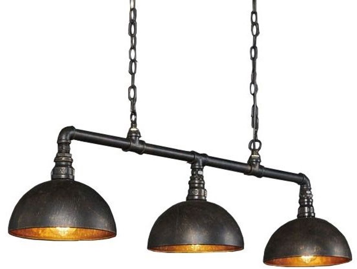 Hanglamp Industrial Tube 3 Lichts Zwart Bruin