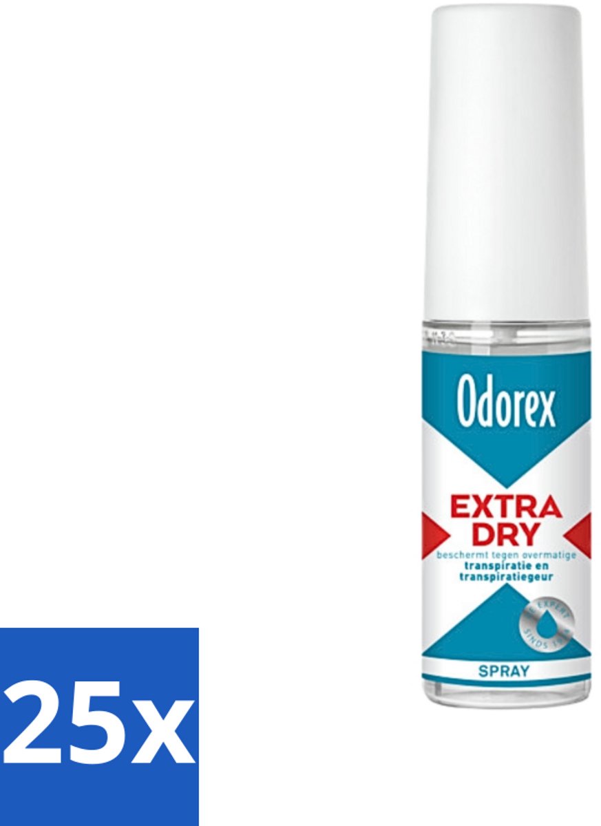25 x Odorex Extra Dry Pompspray 30 ml - Extra Droog - Overmatig Zweten - Intens Droog - Pompspray - Deodorant