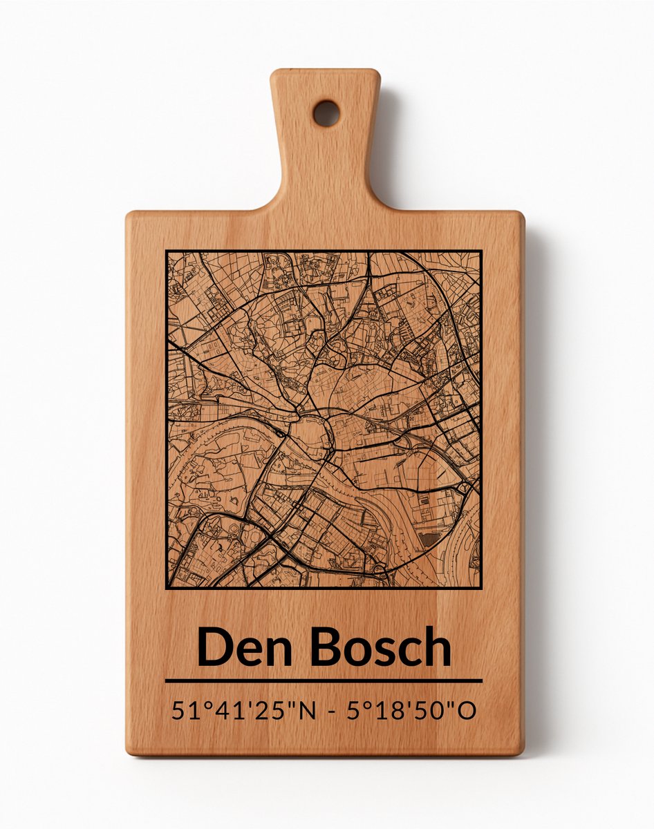 OakMan Objects - Houten Borrelplank - Den Bosch Rechthoek - Tapasplank of Serveerplank - Duurzaam Beukenhout - Gegraveerd - 36x20x2 cm