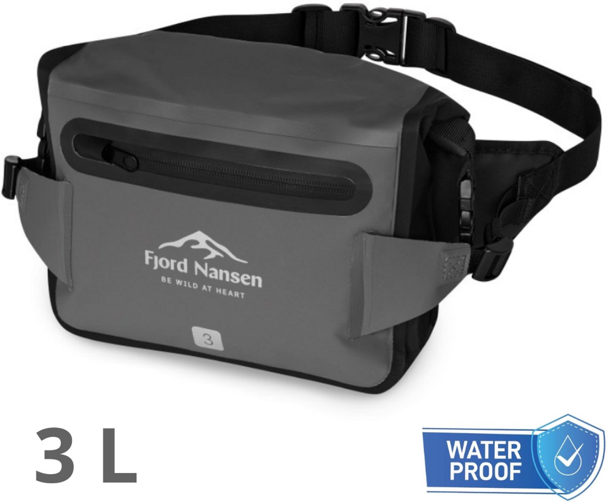 Fjord Nansen Hip Bag 3L heuptas waterproof - grijs - comfortabel - wandelen - sport