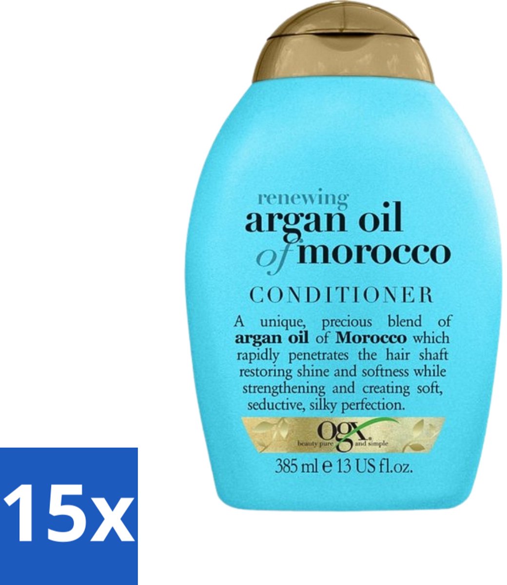 15 x OGX - Renewing Moroccan Argan Oil - Conditioner - Voor Ieder Haartype - 385 ml - Arganolie Conditioner - Haar Herstel - Haar Verzorging - Haar Vochtbalans - Haar Bescherming