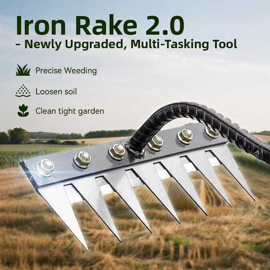 Hark - Verwijderbare hark - Maaihark - Onkruidgereedschap - Multifunctionele onkruidhark - Stalen onkruidhark - Geschikt voor tuinieren en wieden - 7 tanden - Stalen onkruidhark - Voor het losmaken van gazons van Talen Tools — afbeelding 3