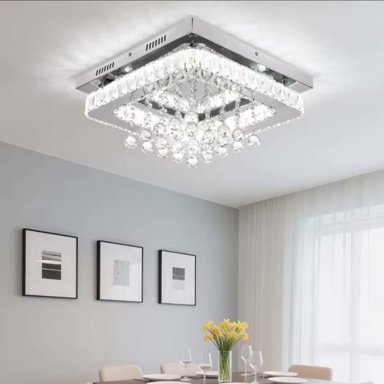 LED kristallen kroonluchter verlichting 4 ringen in verzonken roestvrijstalen hanger moderne plafondlampen voor kamers woonkamer keuken (warm wit