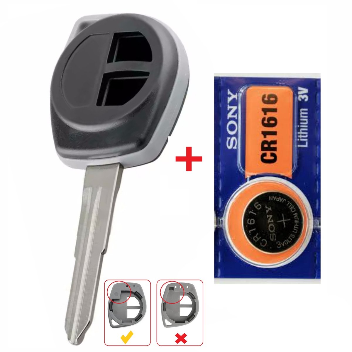 Autosleutel 2 knoppen geschikt voor Suzuki sleutel / Suzuki Swift / Suzuki Vitara / met batterij.